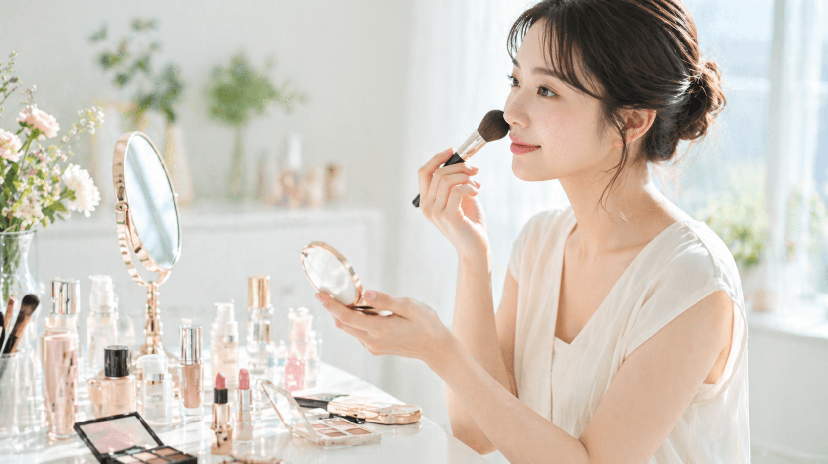 白衣の女性が品質確認をしている研究室の様子